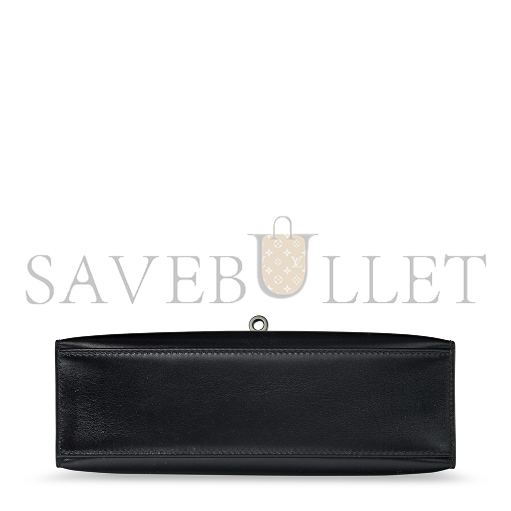 H**mes master black box leather so black kelly pochette with pvd hardware (22*14*7cm)